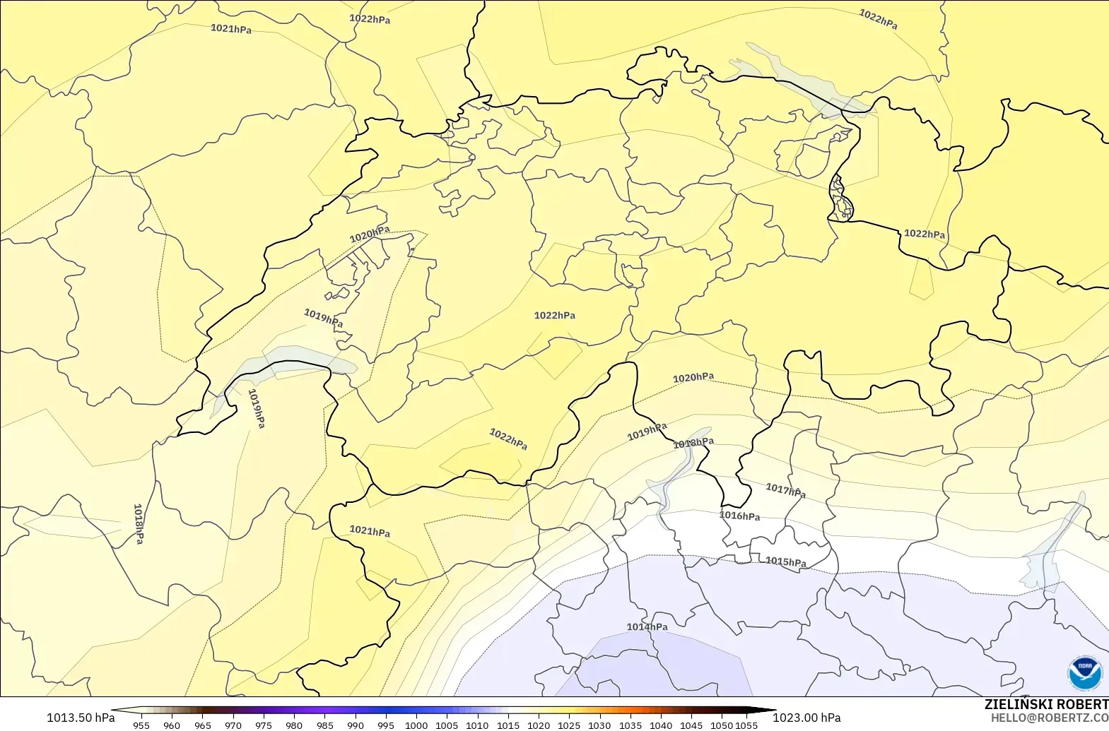 GFS model - Switzerland, Pressure