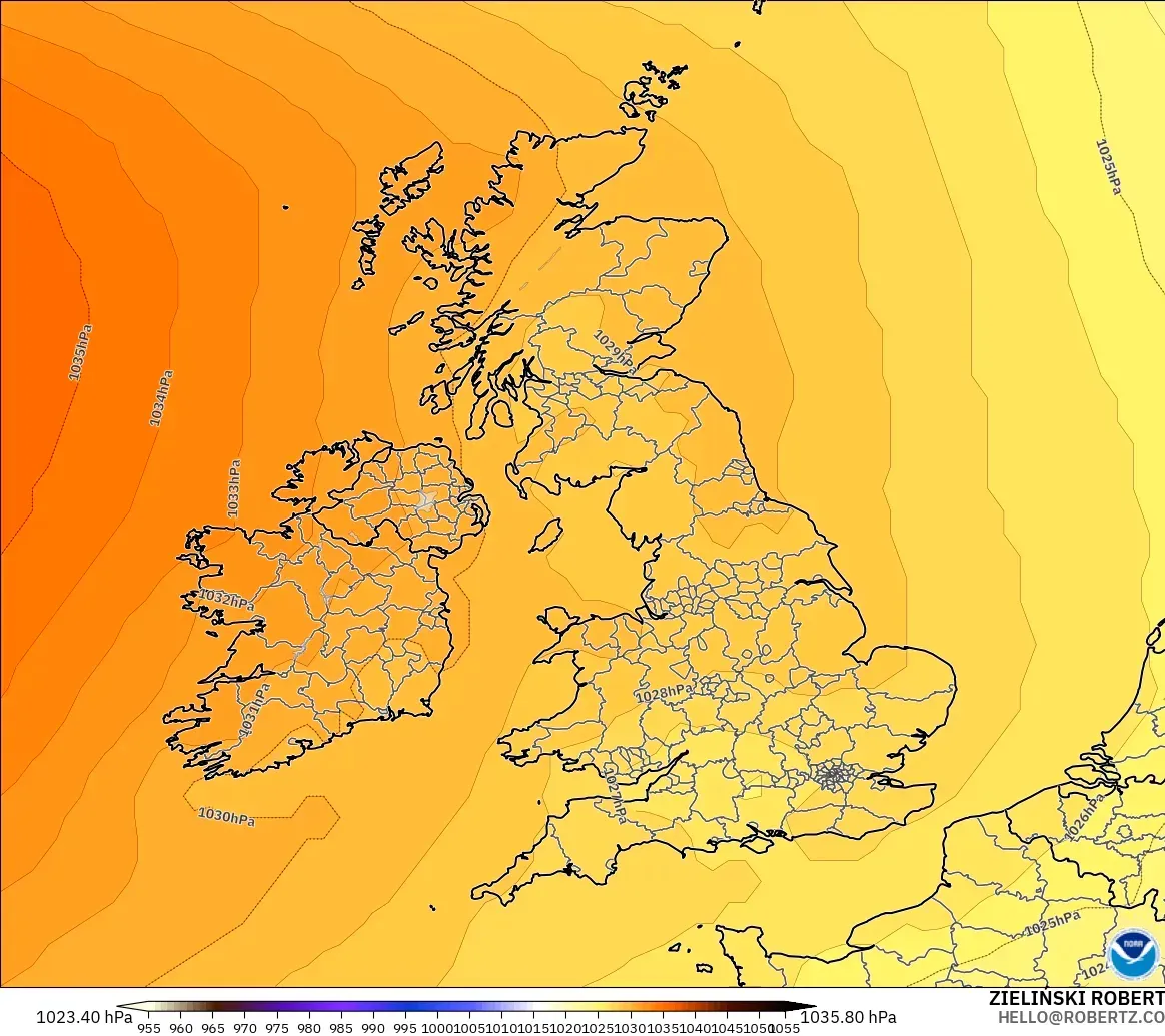 GFS model - United Kingdom, Pressure