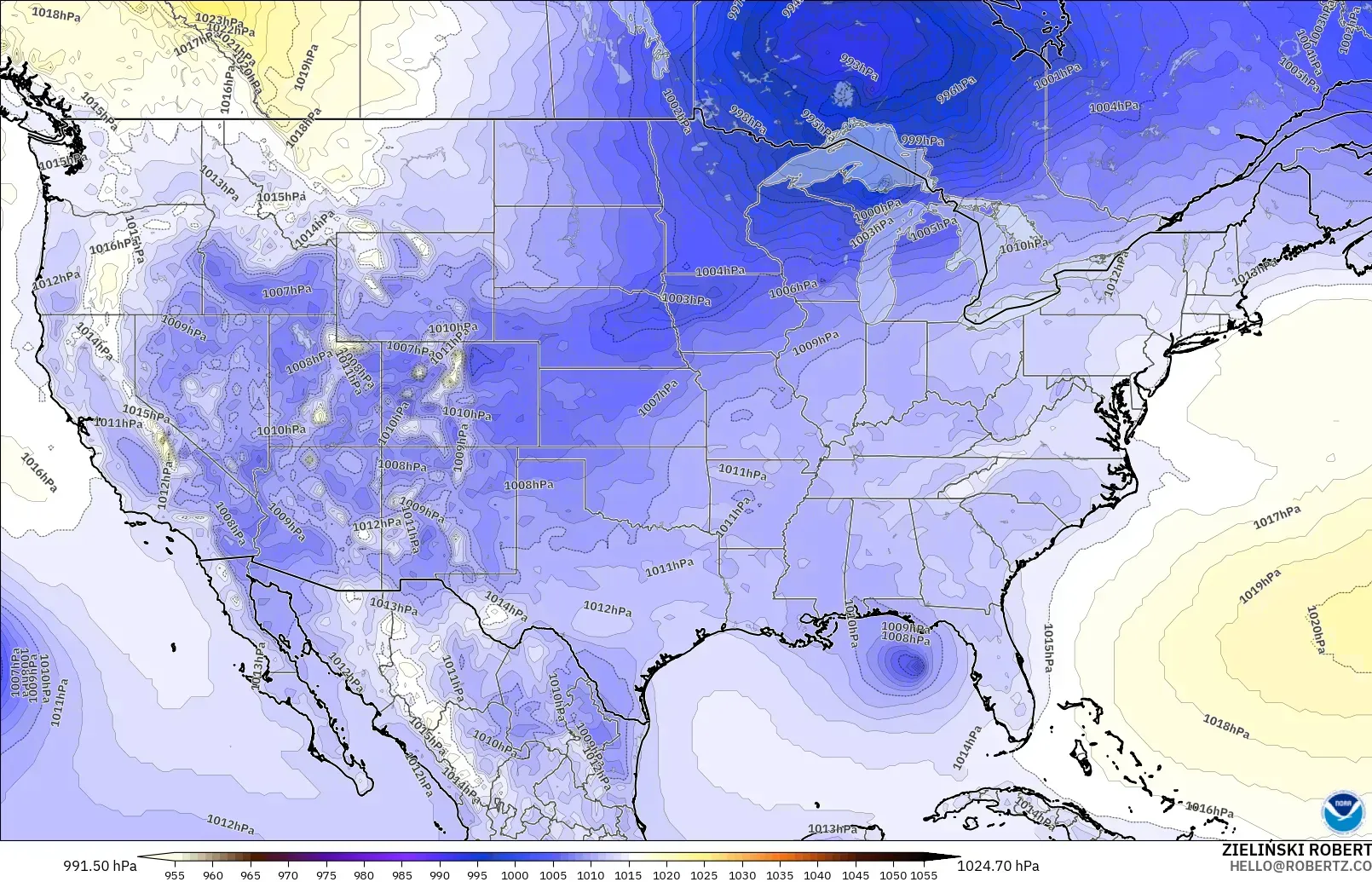 GFS model - United States, Pressure