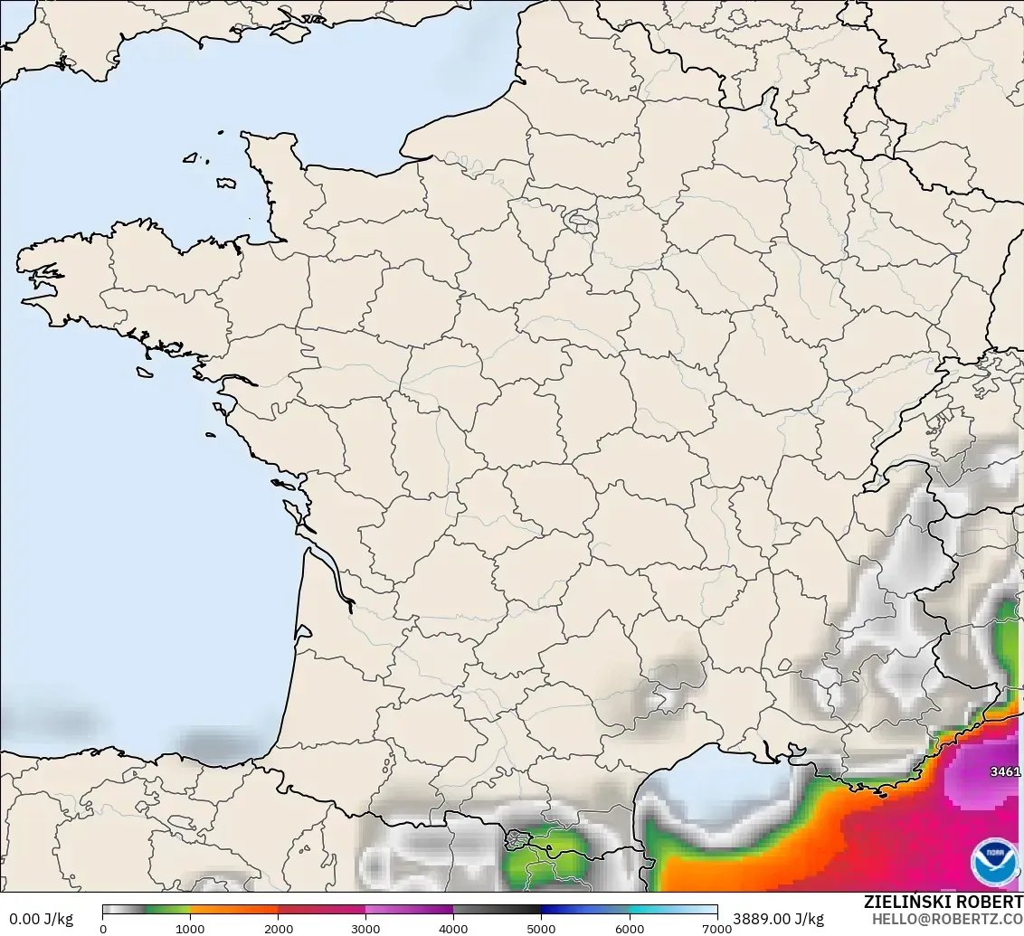 GFS model - France, CAPE