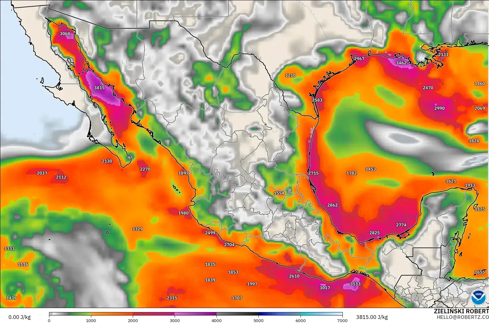 GFS model - Mexico, CAPE