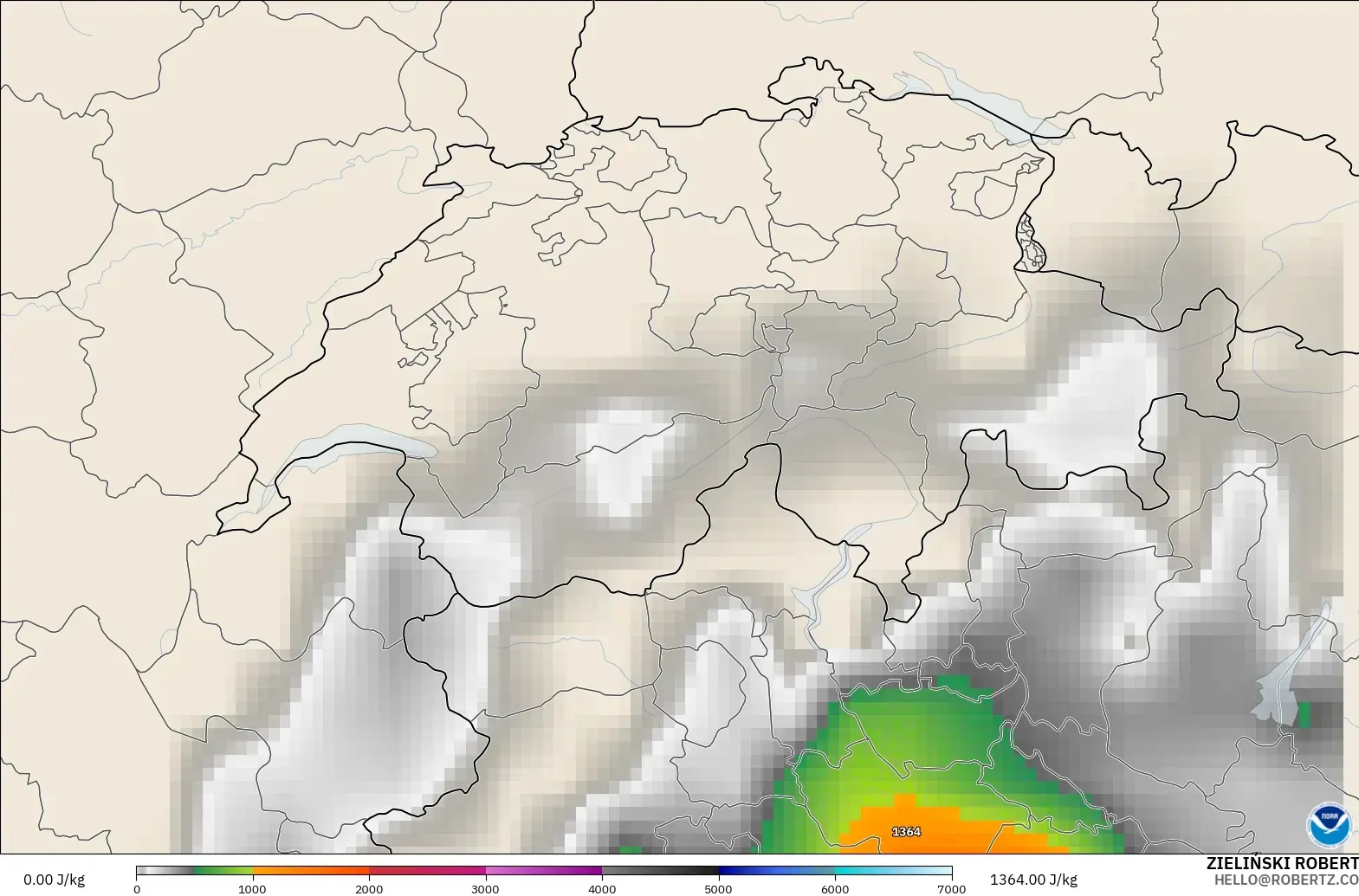 GFS model - Switzerland, CAPE