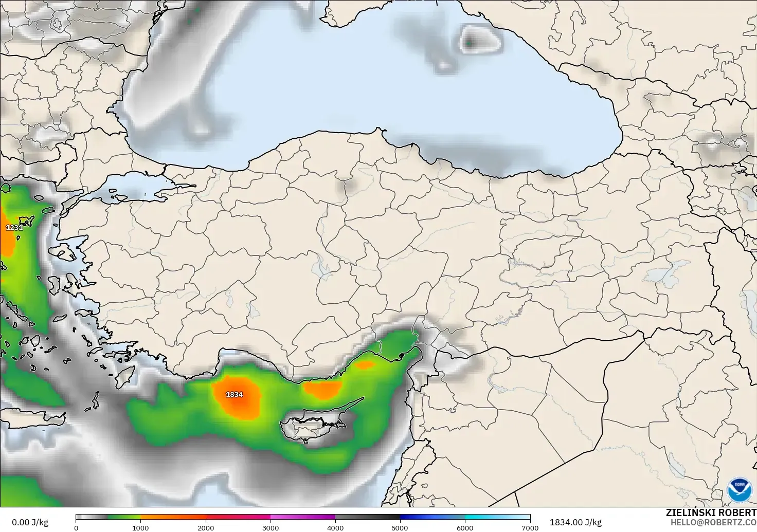 GFS model - Turkey, CAPE