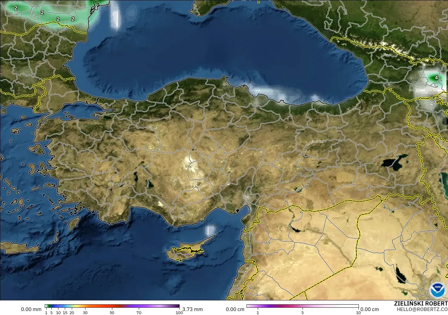 GFS model - Turkey, Precipitation, Clouds, and Pressure