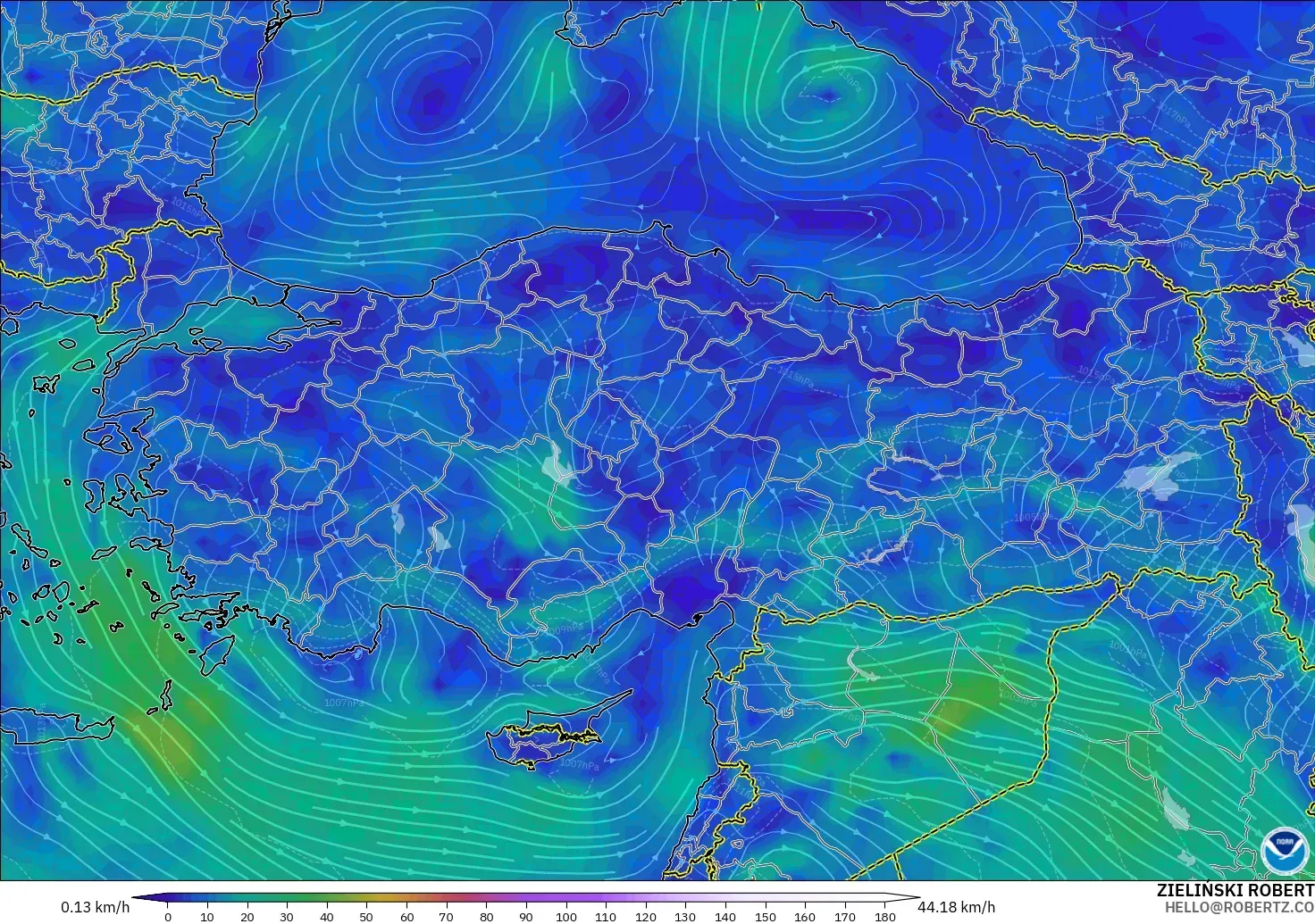 GFS model - Turkey, Wind at 10m