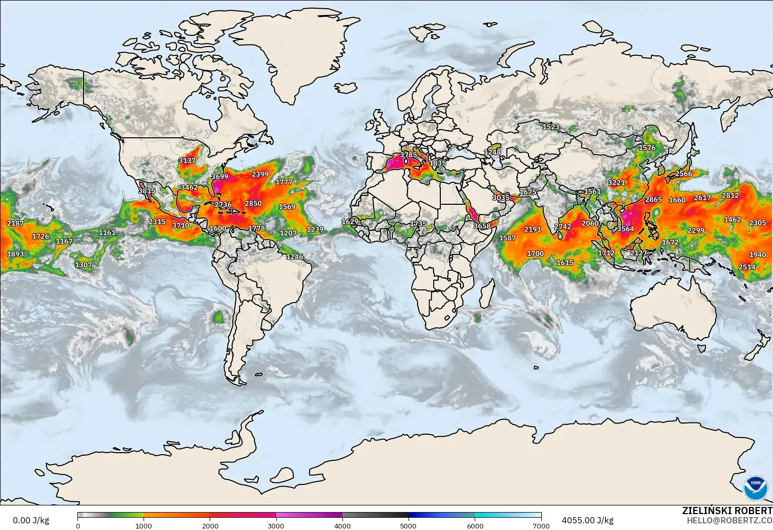 GFS model - World, CAPE
