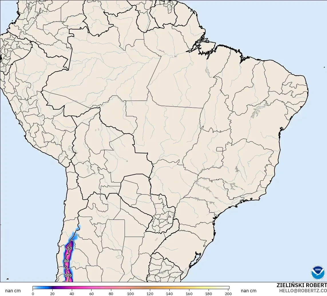 GFS model - Brazil, Snow Depth