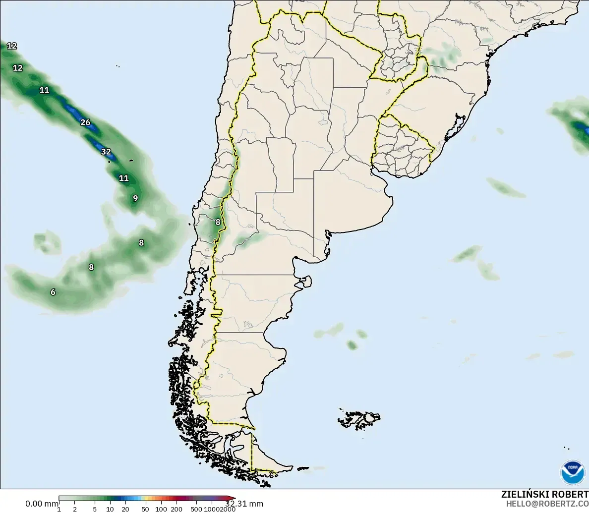 GFS model - Argentina, Precipitation Accumulation