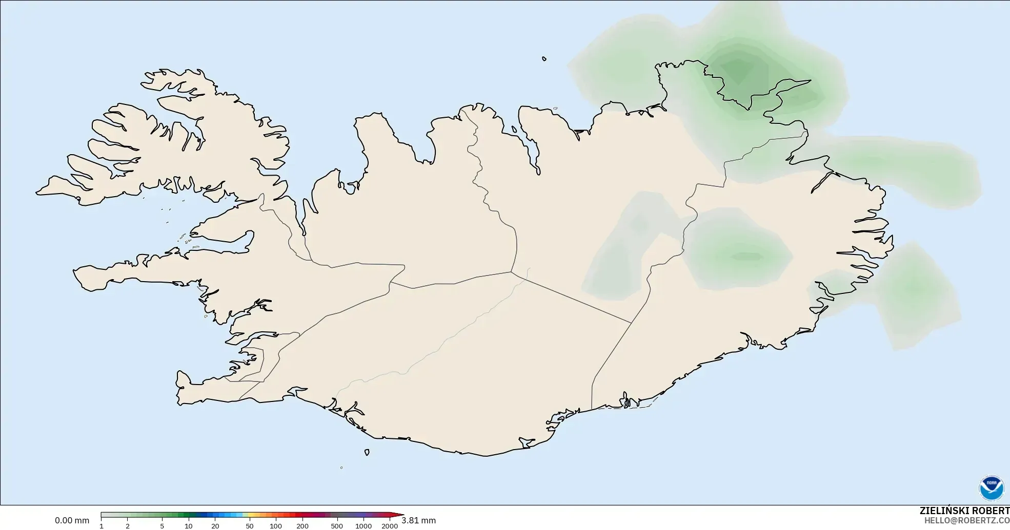 GFS model - Iceland, Precipitation Accumulation