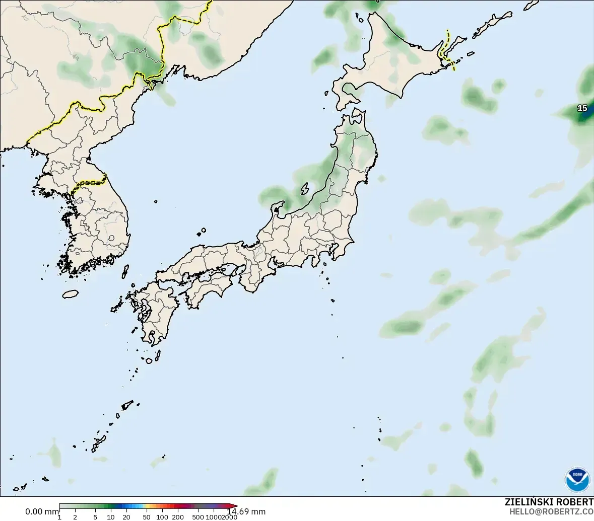 GFS model - Japan, Precipitation Accumulation