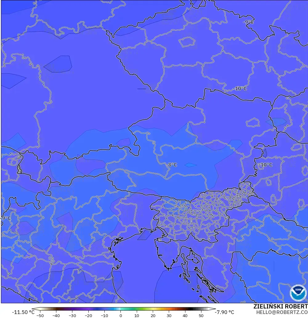 GFS model - Austria, Temperature at 500hPa