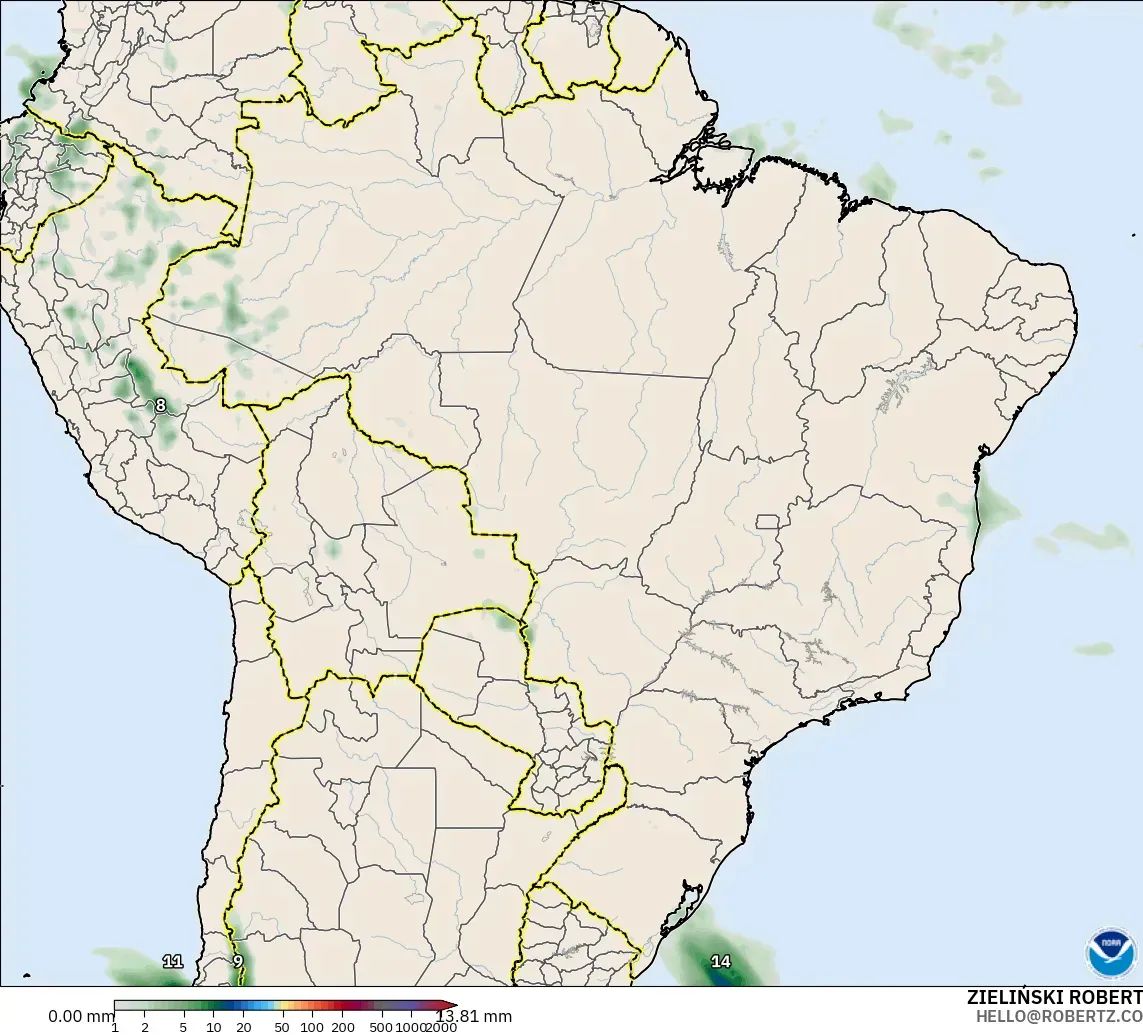 GFS model - Brazil, Precipitation Accumulation