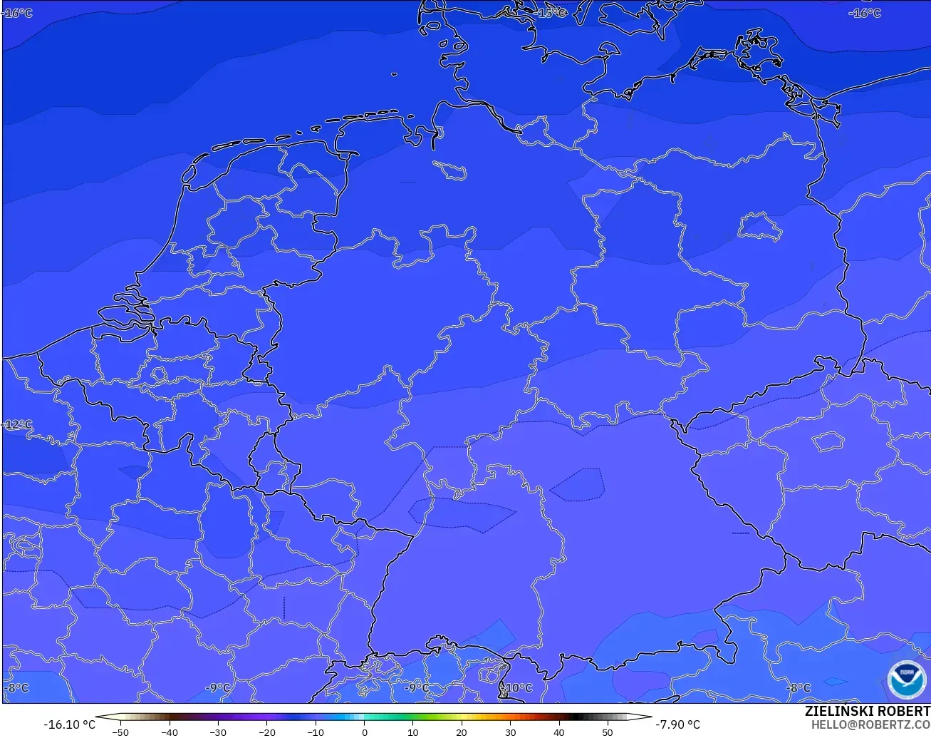 GFS model - Germany, Temperature at 500hPa