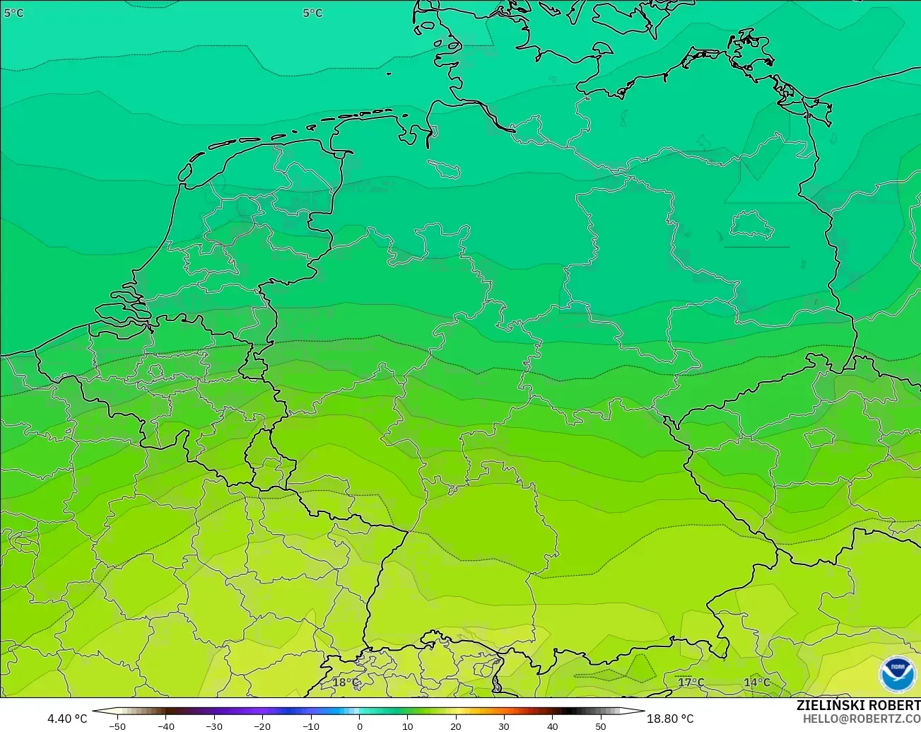 GFS model - Germany, Temperature at 850hPa