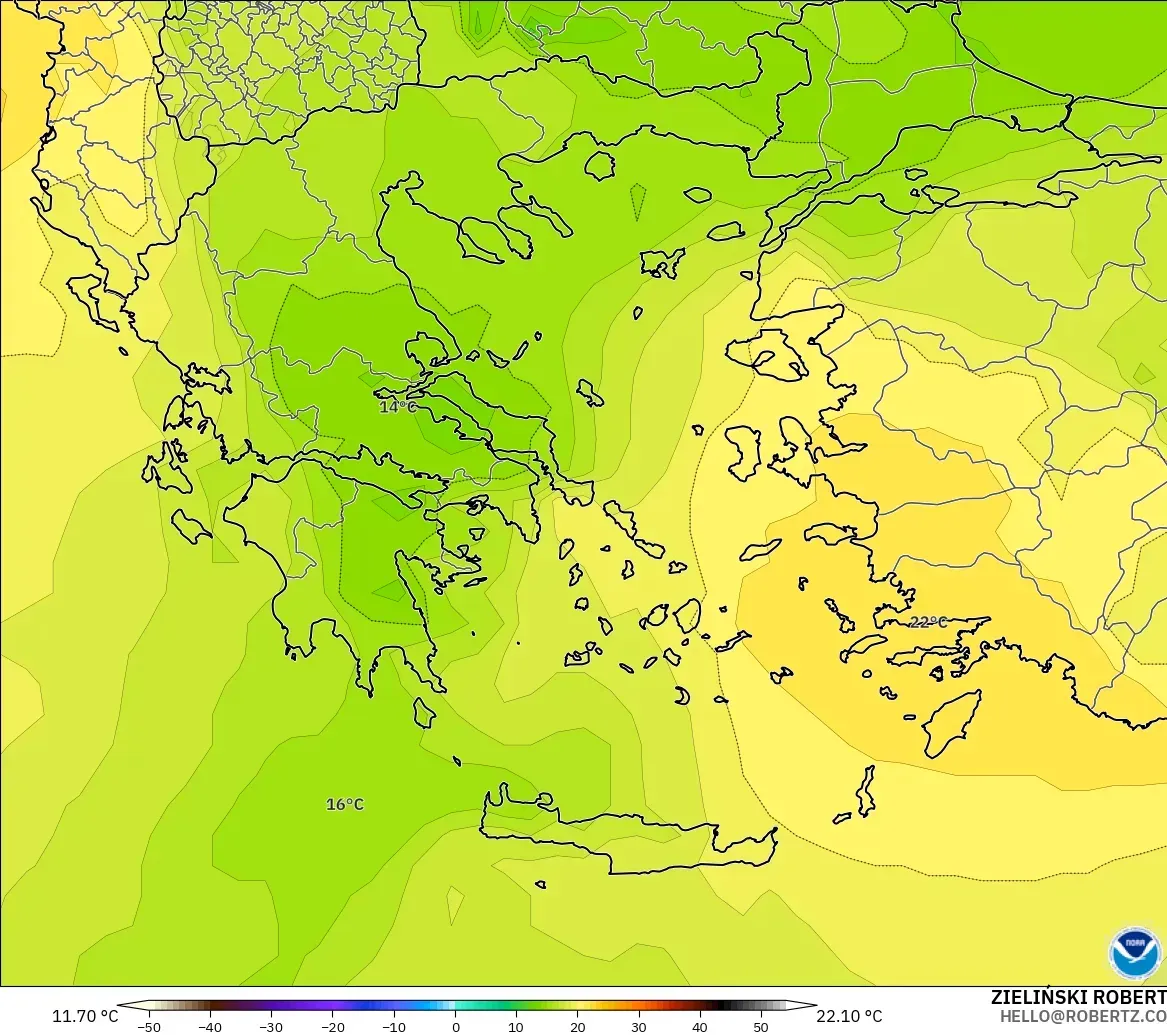 GFS model - Greece, Temperature at 850hPa