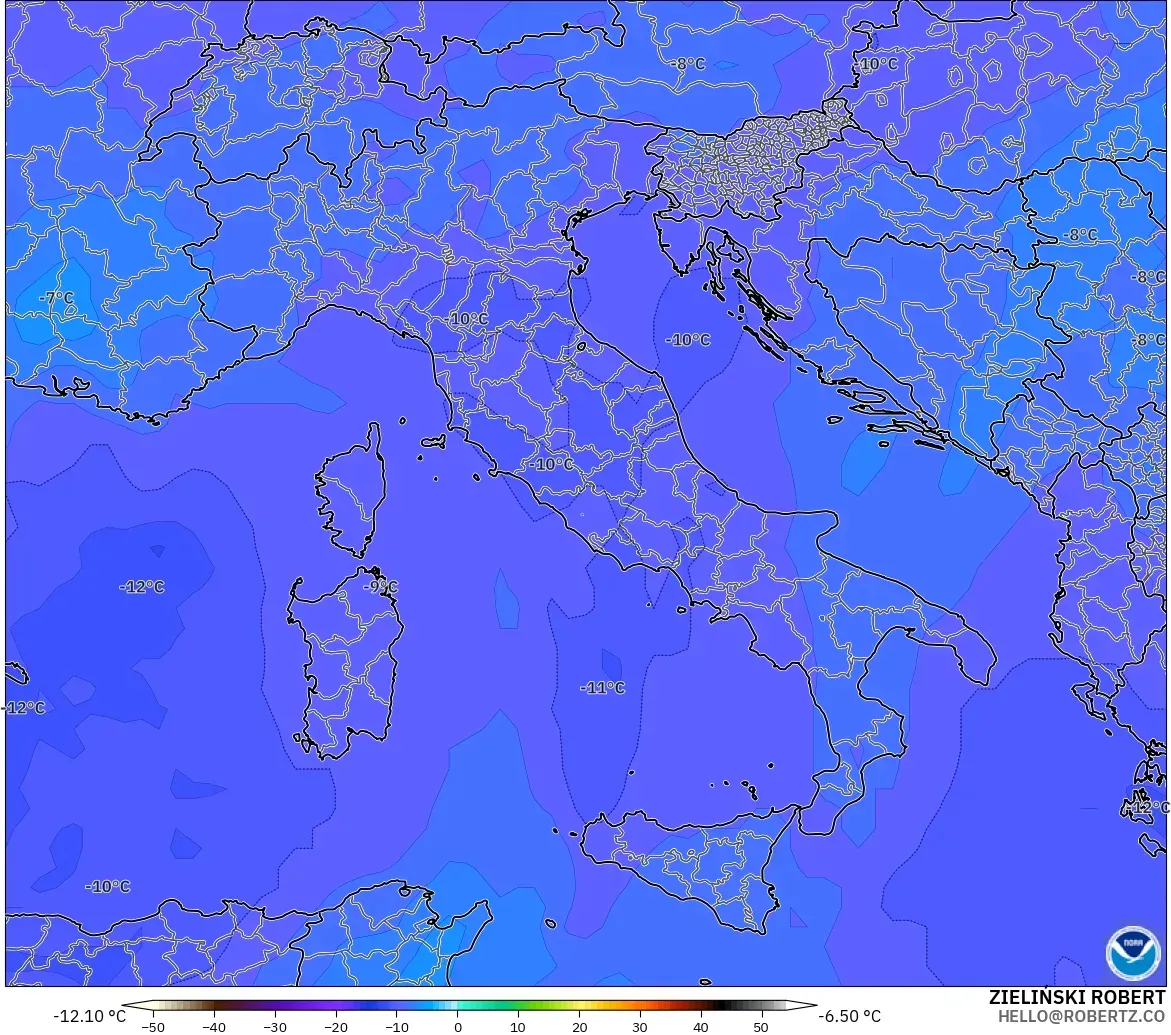GFS model - Italy, Temperature at 500hPa