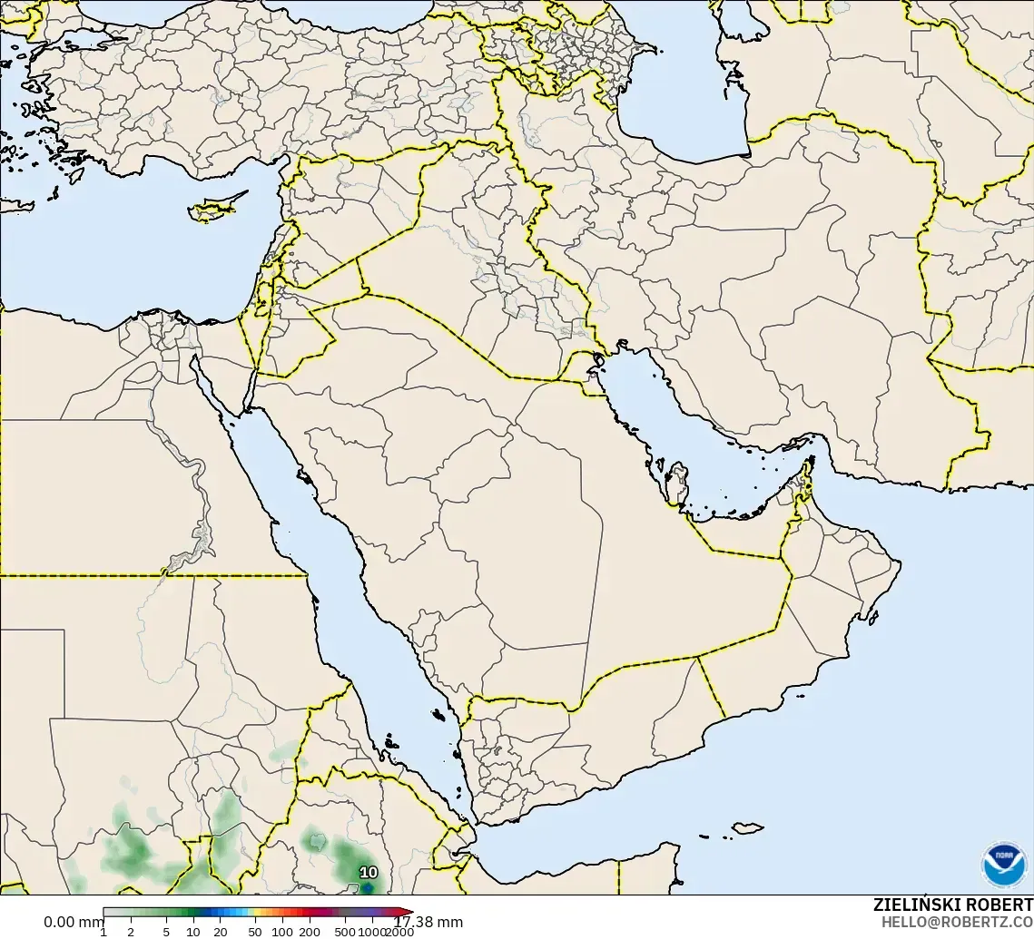 GFS model - Middle East, Precipitation Accumulation