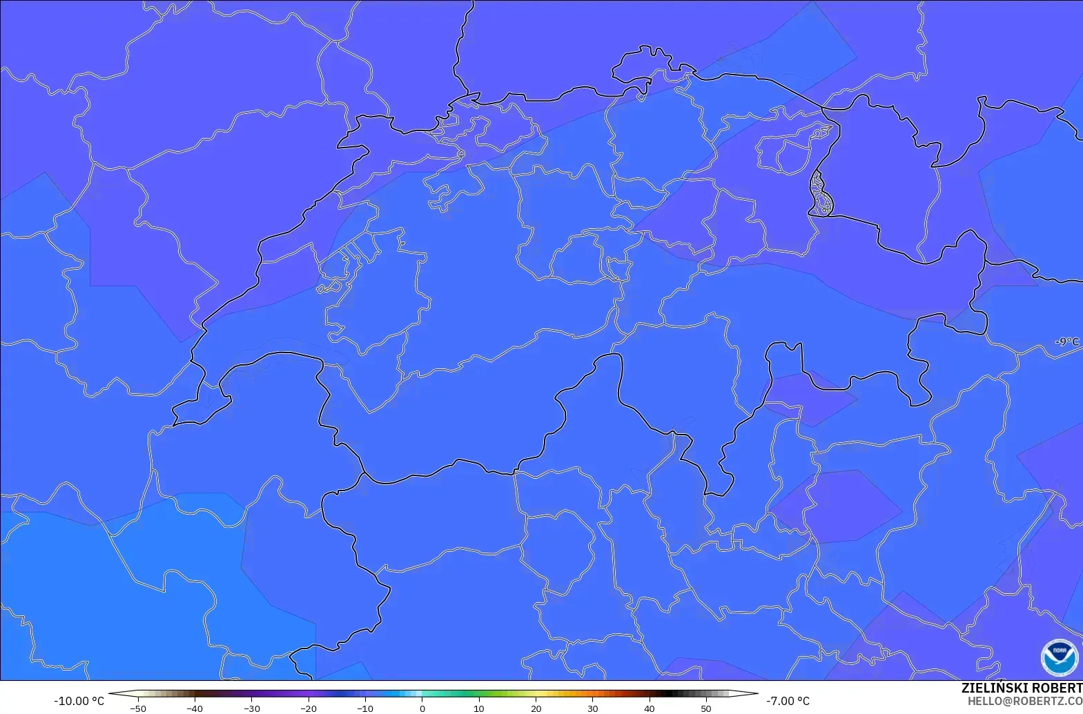 GFS model - Switzerland, Temperature at 500hPa