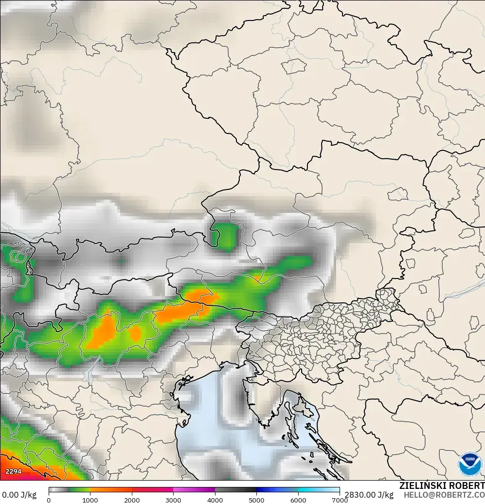 GFS model - Austria, CAPE