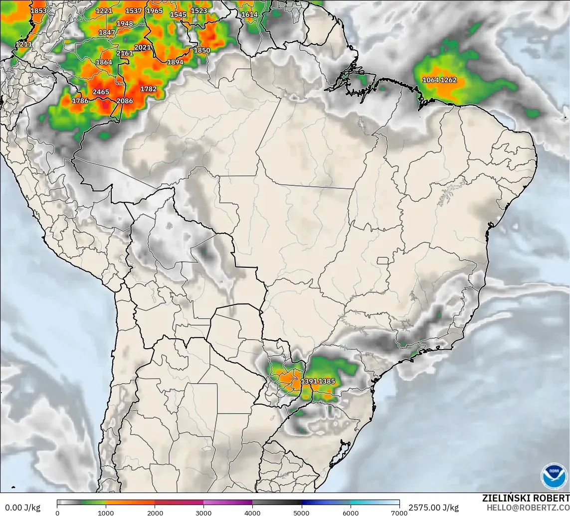 GFS model - Brazil, CAPE