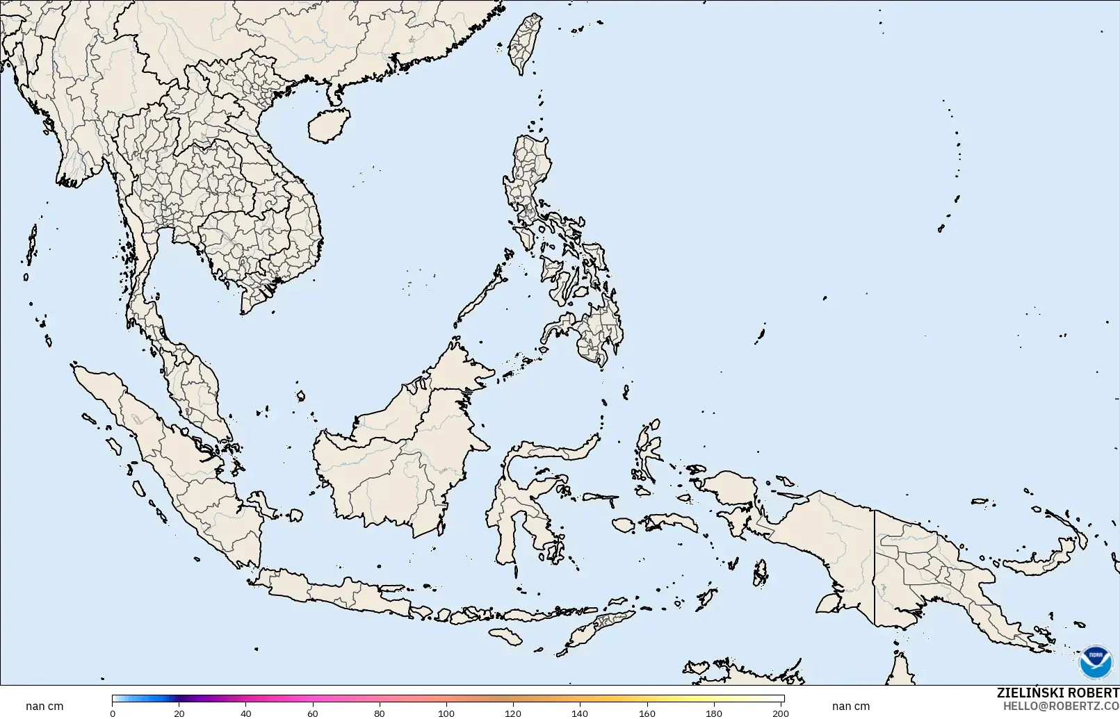 GFS model - South East Asia, Snow Depth