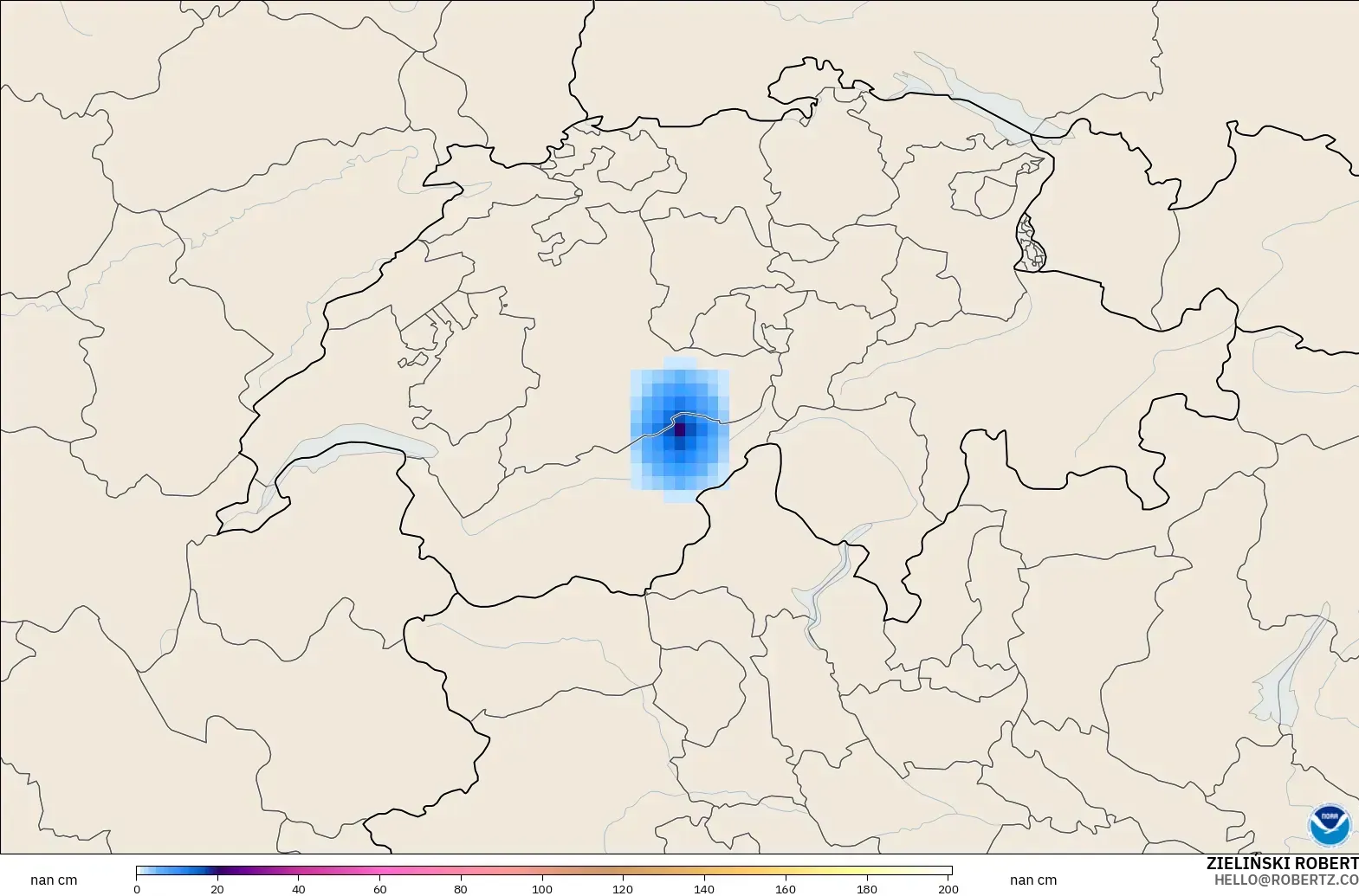 GFS model - Switzerland, Snow Depth