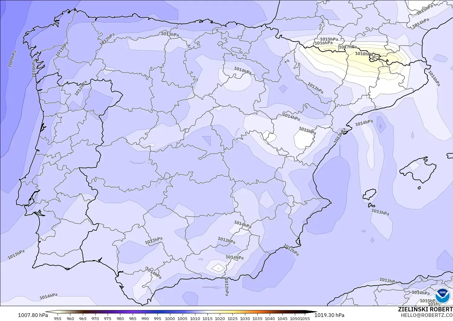 GFS model - Spain, Pressure