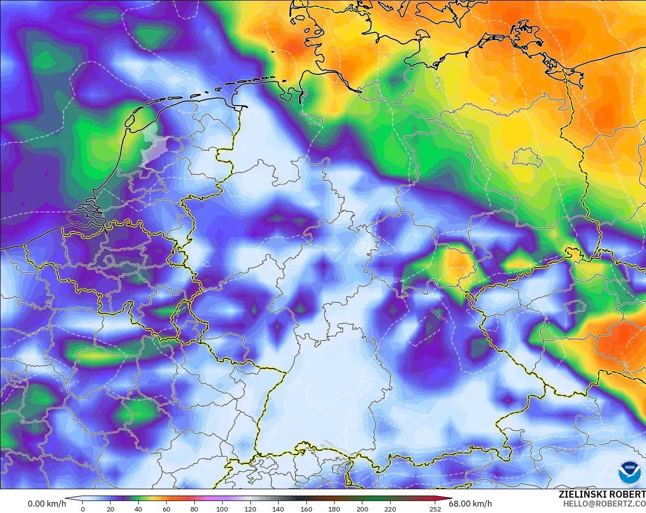 GFS model - Germany, Wind Gusts Peak