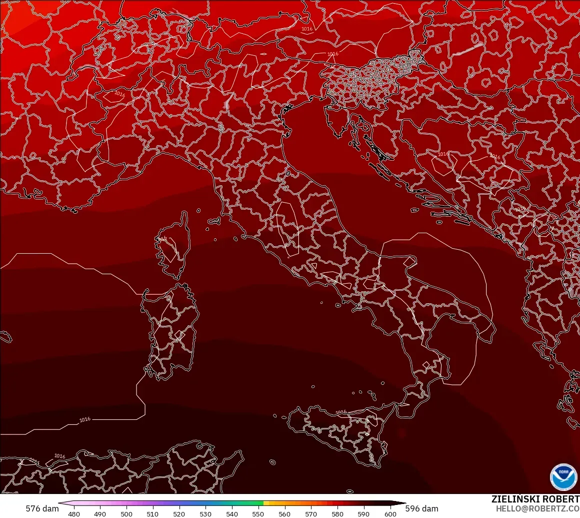 GFS model - Italy, Geopotential height at 500hPa