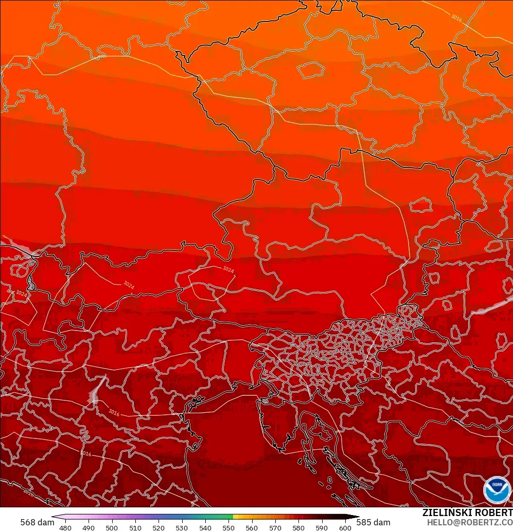 GFS model - Austria, Geopotential height at 500hPa