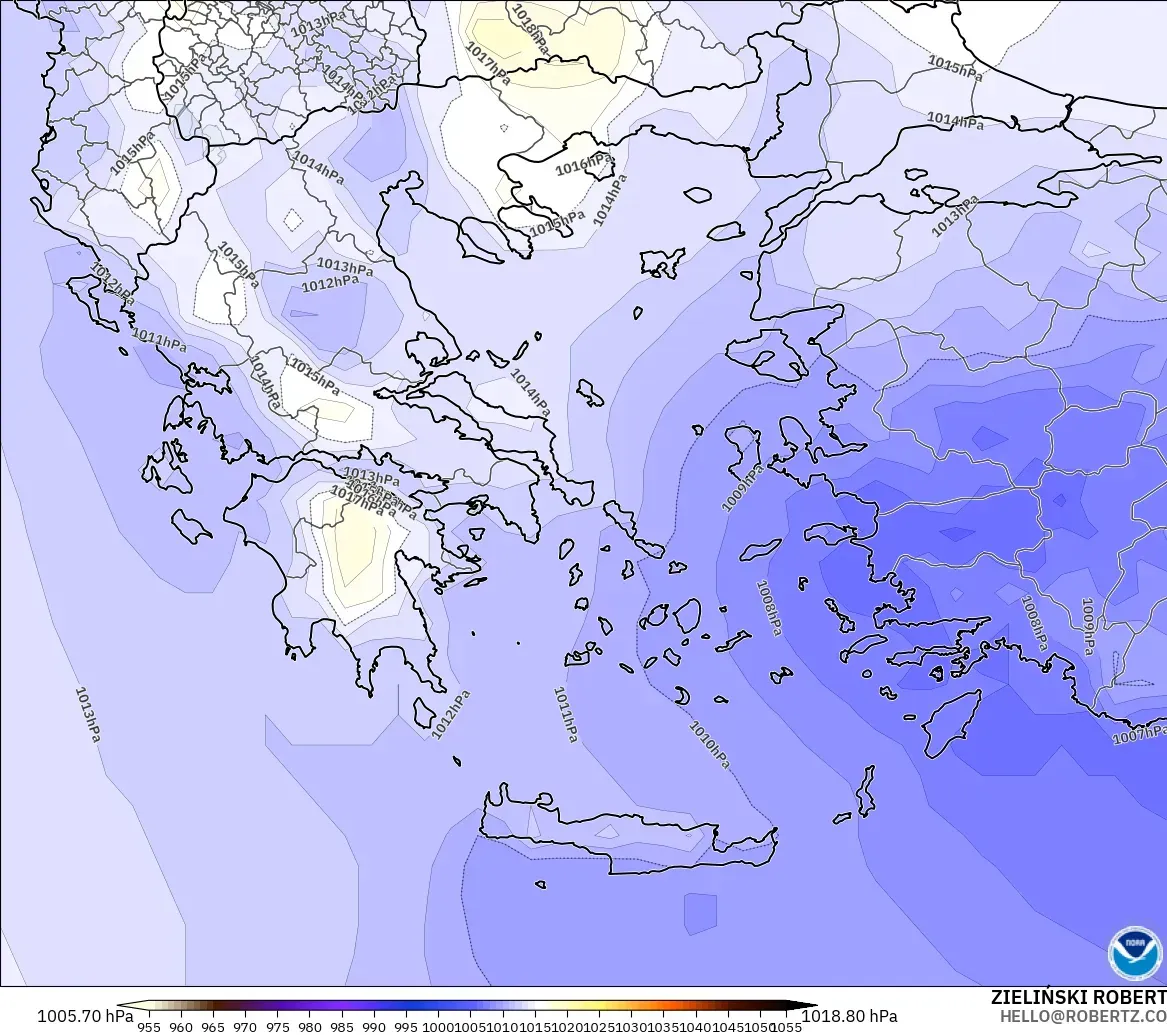 GFS model - Greece, Pressure