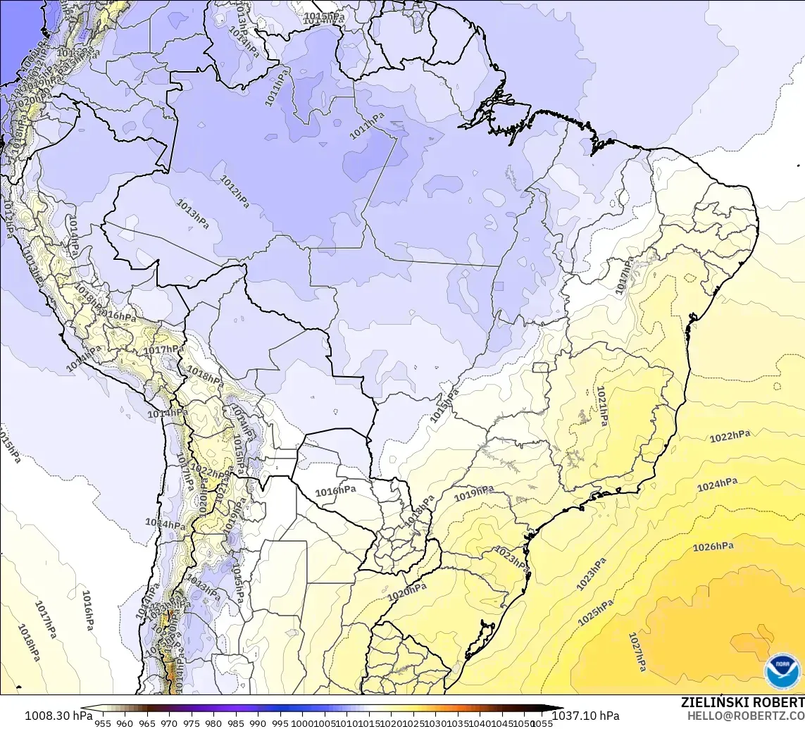 GFS model - Brazil, Pressure