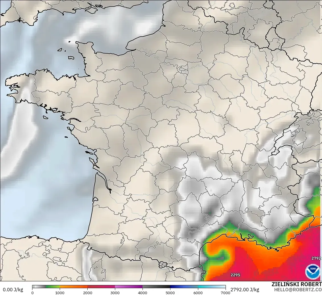 GFS model - France, CAPE