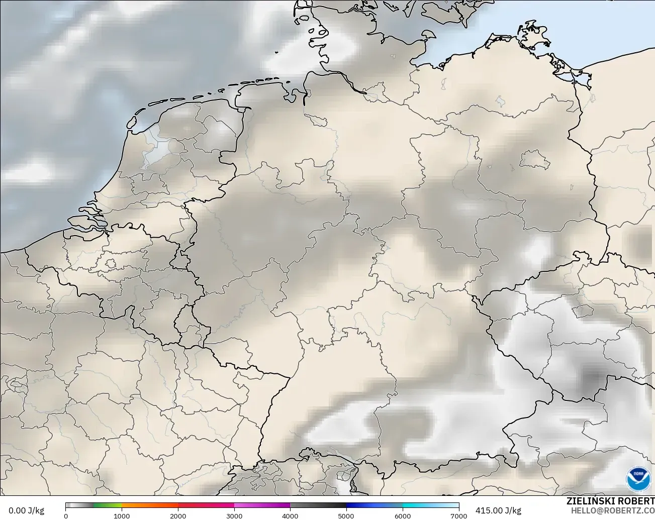 GFS model - Germany, CAPE