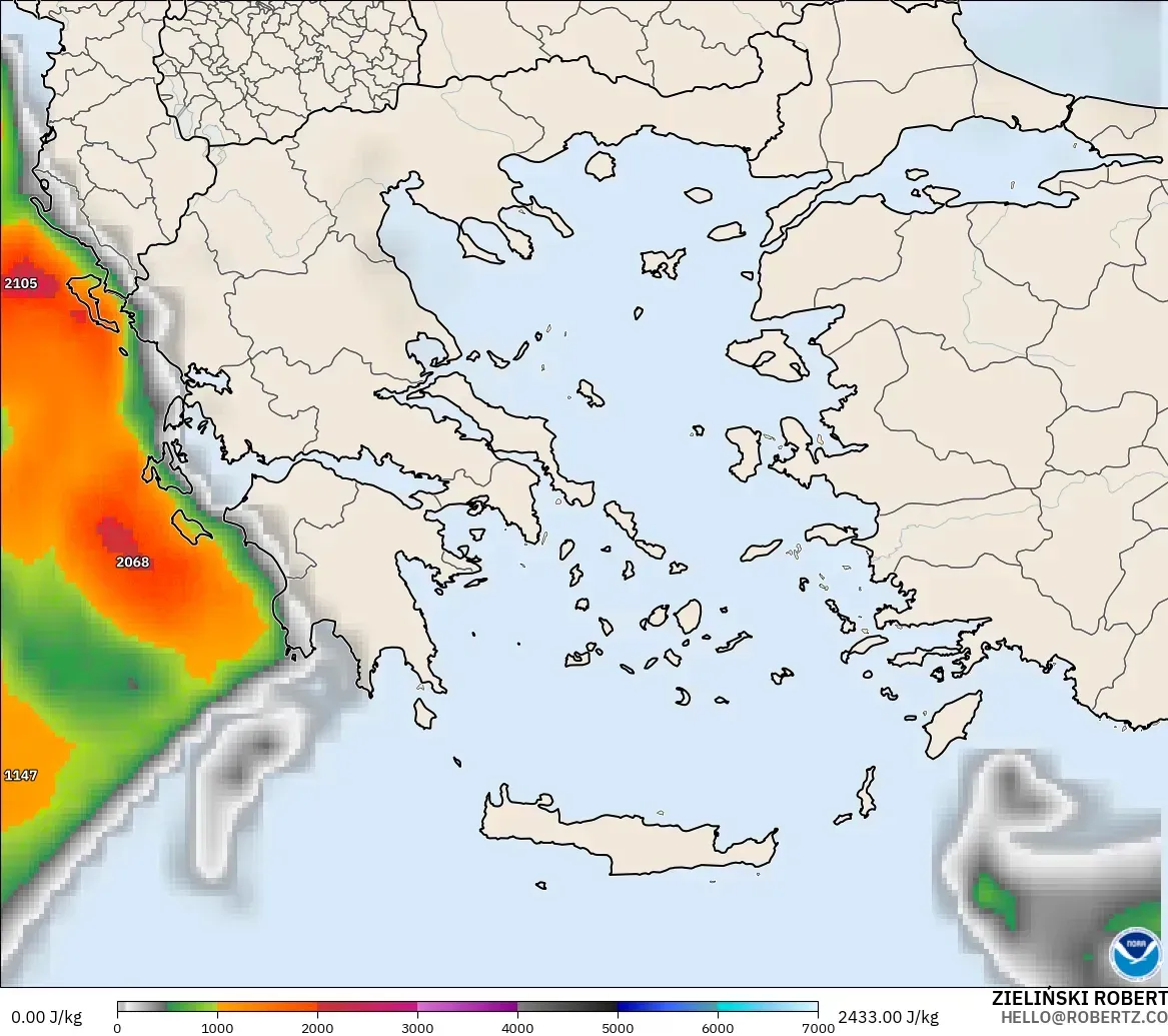 GFS model - Greece, CAPE