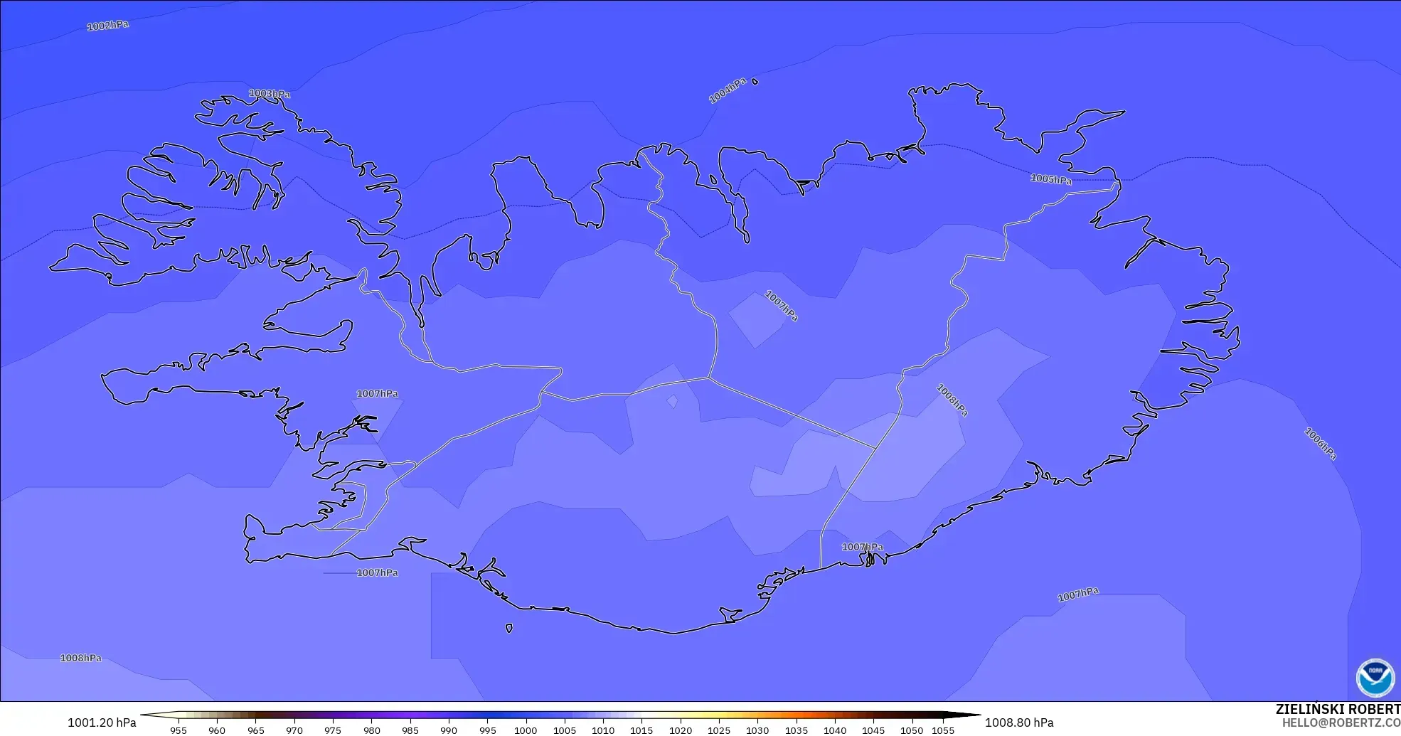 GFS model - Iceland, Pressure