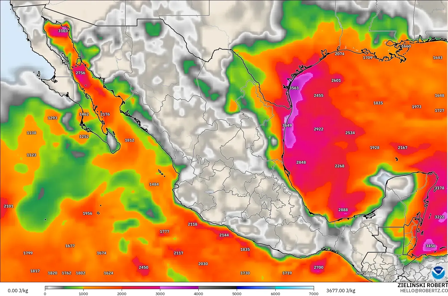 GFS model - Mexico, CAPE
