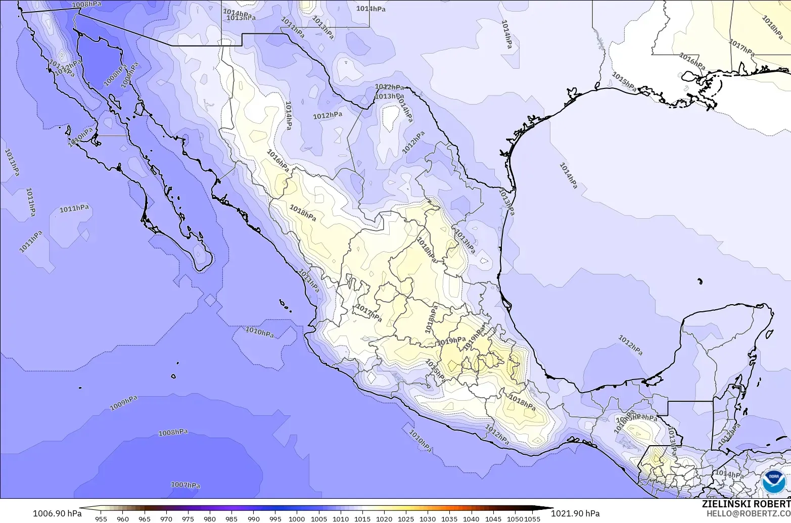 GFS model - Mexico, Pressure
