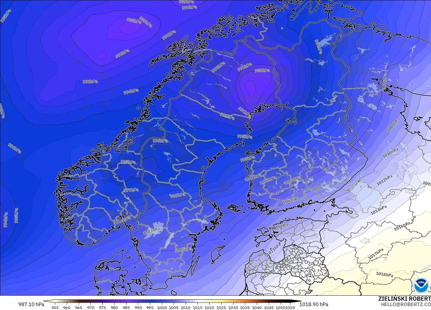 GFS model - Scandinavia, Pressure