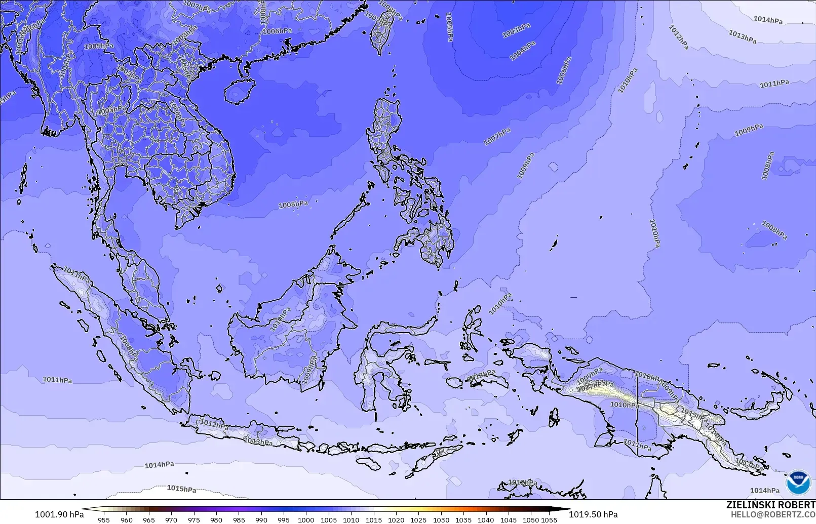 GFS model - South East Asia, Pressure