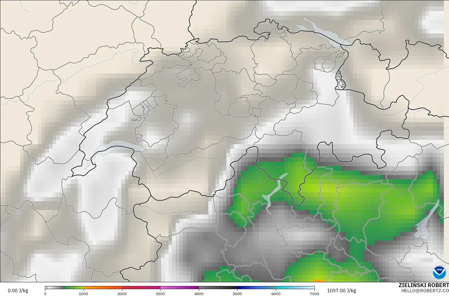 GFS model - Switzerland, CAPE