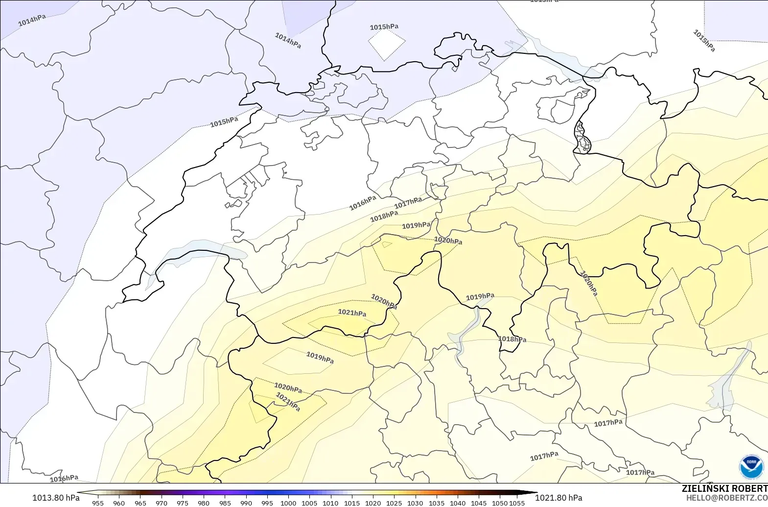 GFS model - Switzerland, Pressure