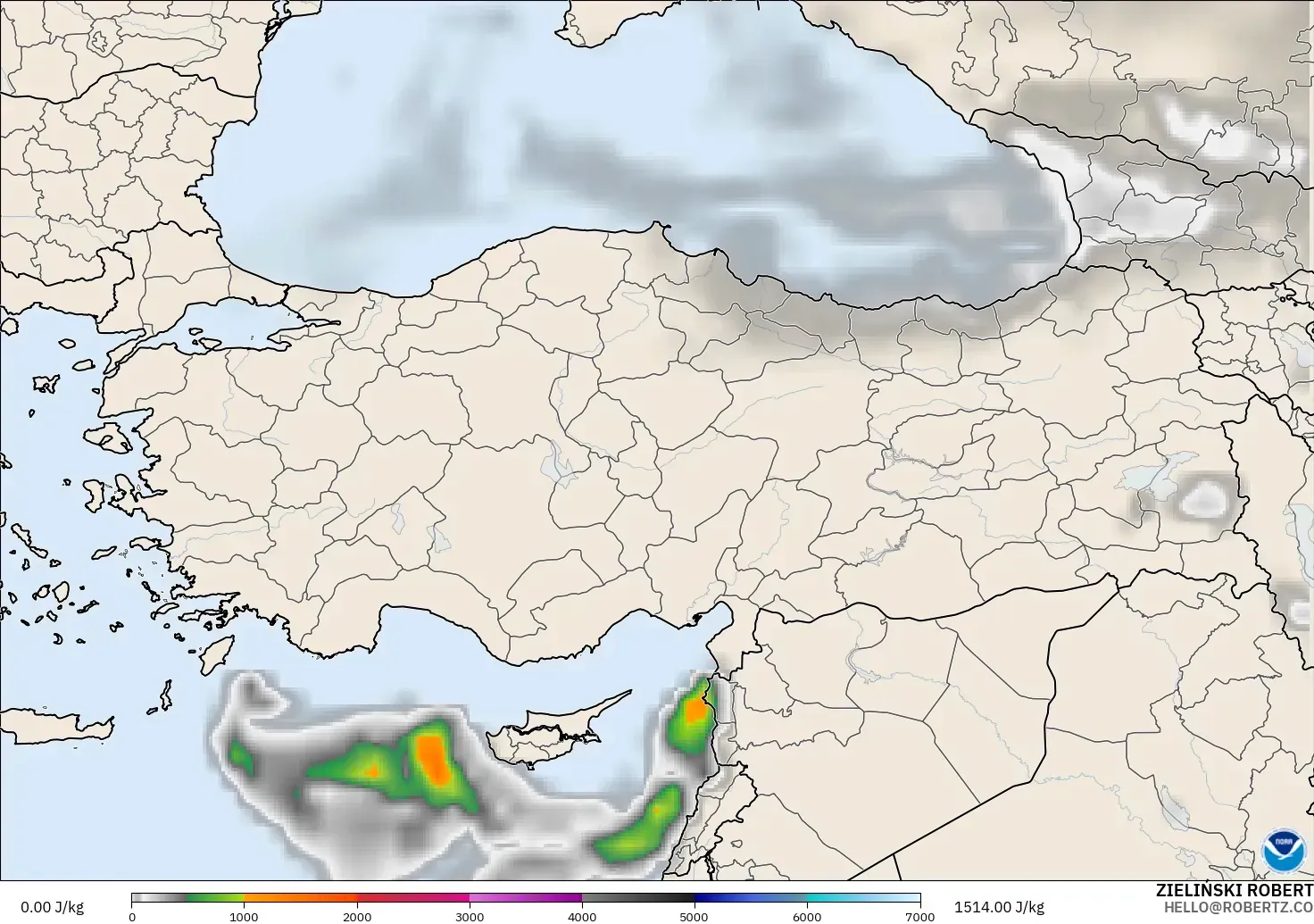GFS model - Turkey, CAPE