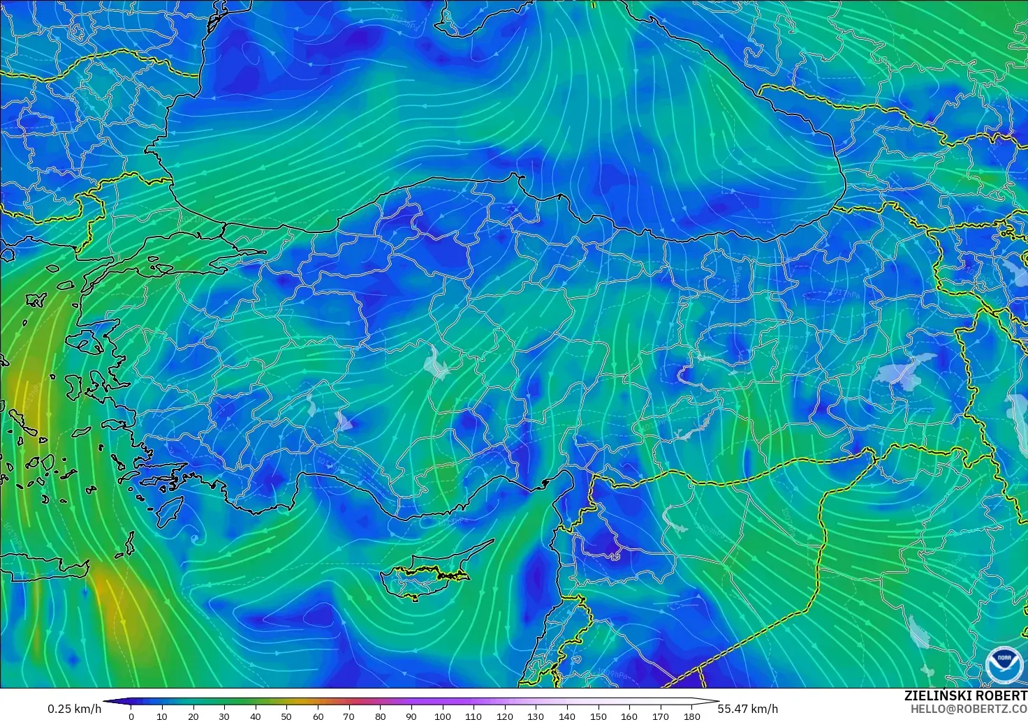 GFS model - Turkey, Wind at 10m