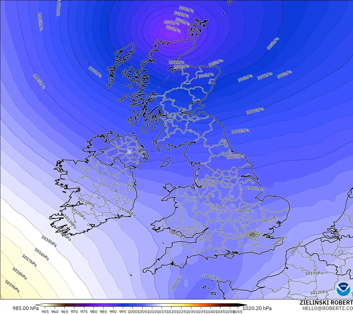 GFS model - United Kingdom, Pressure