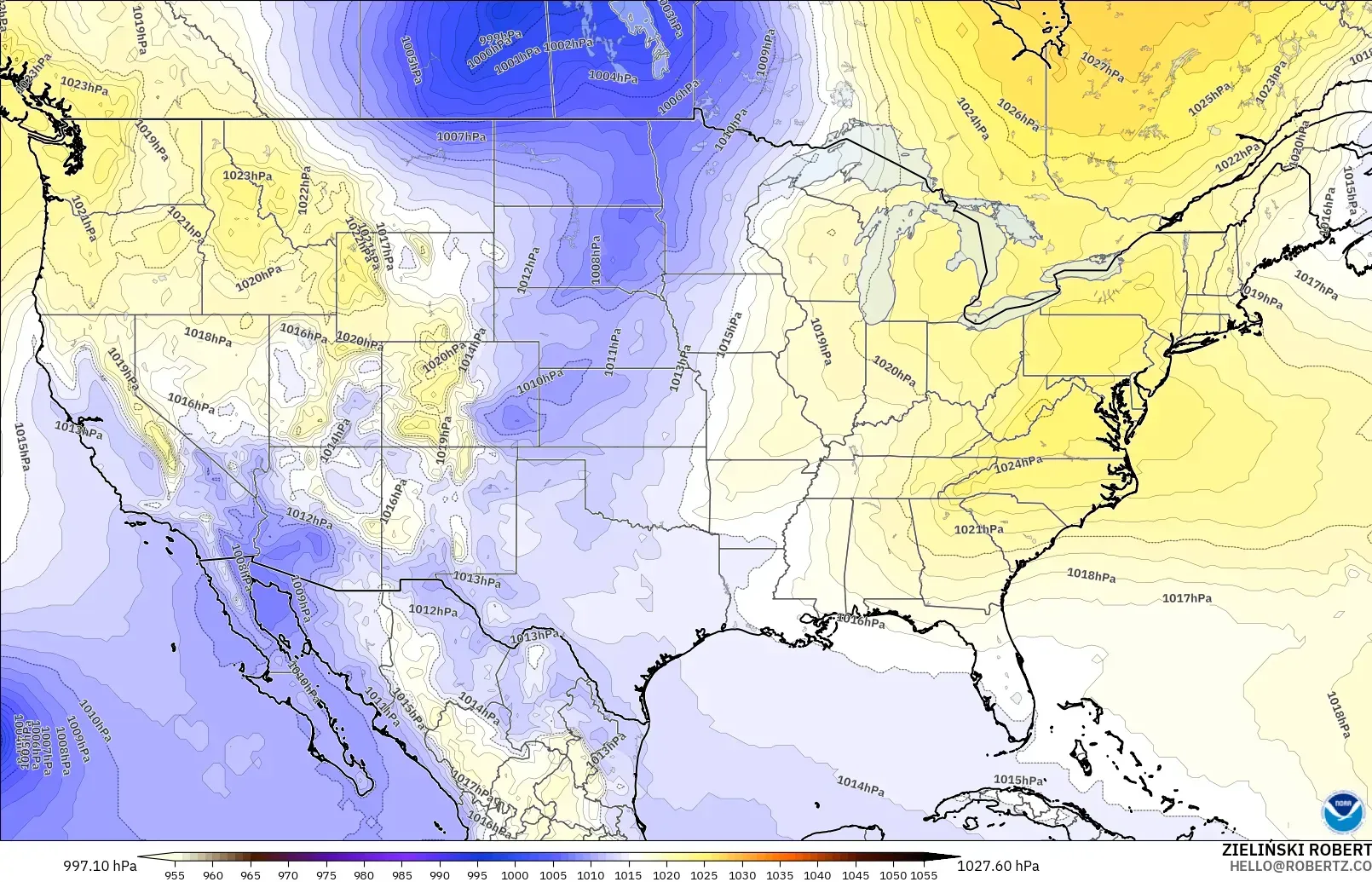 GFS model - United States, Pressure