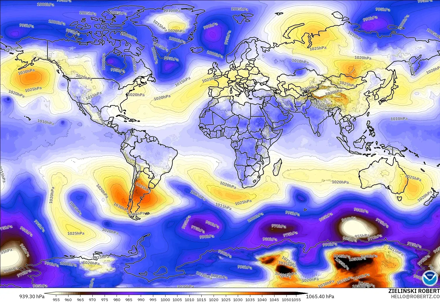GFS model - World, Pressure
