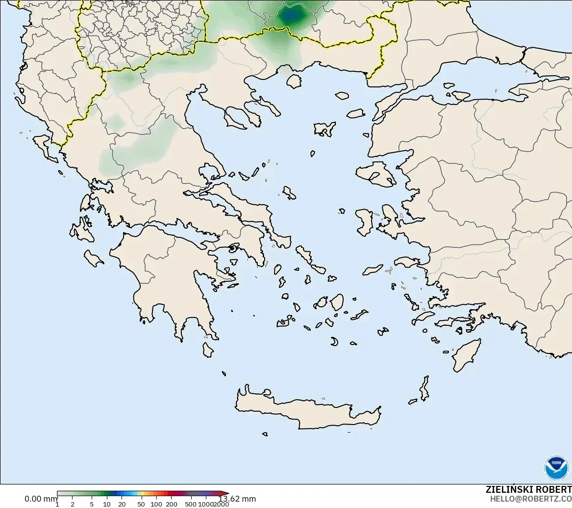 GFS model - Greece, Precipitation Accumulation