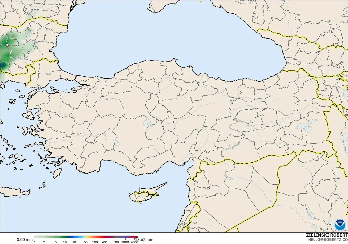 GFS model - Turkey, Precipitation Accumulation