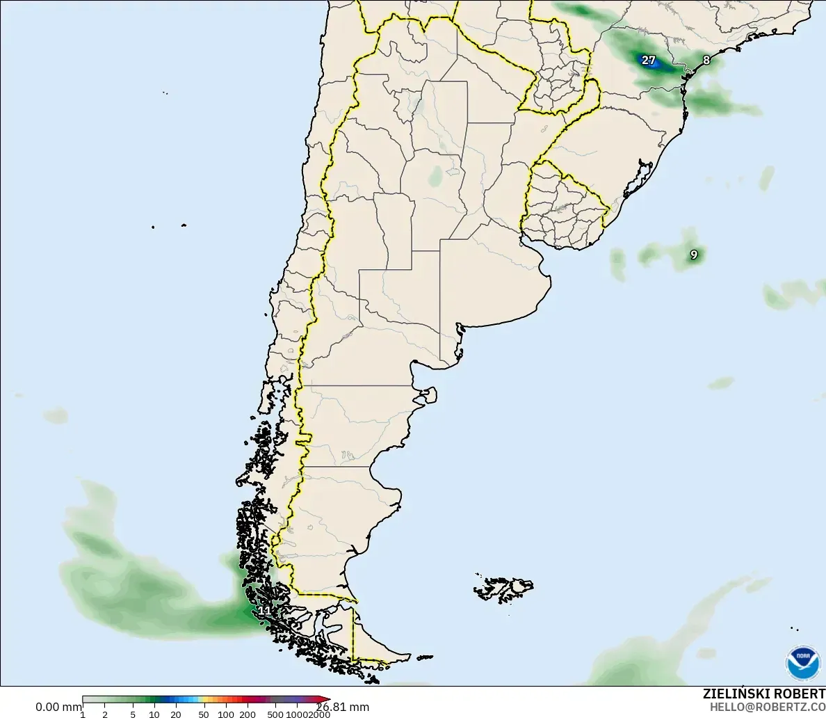 GFS model - Argentina, Precipitation Accumulation